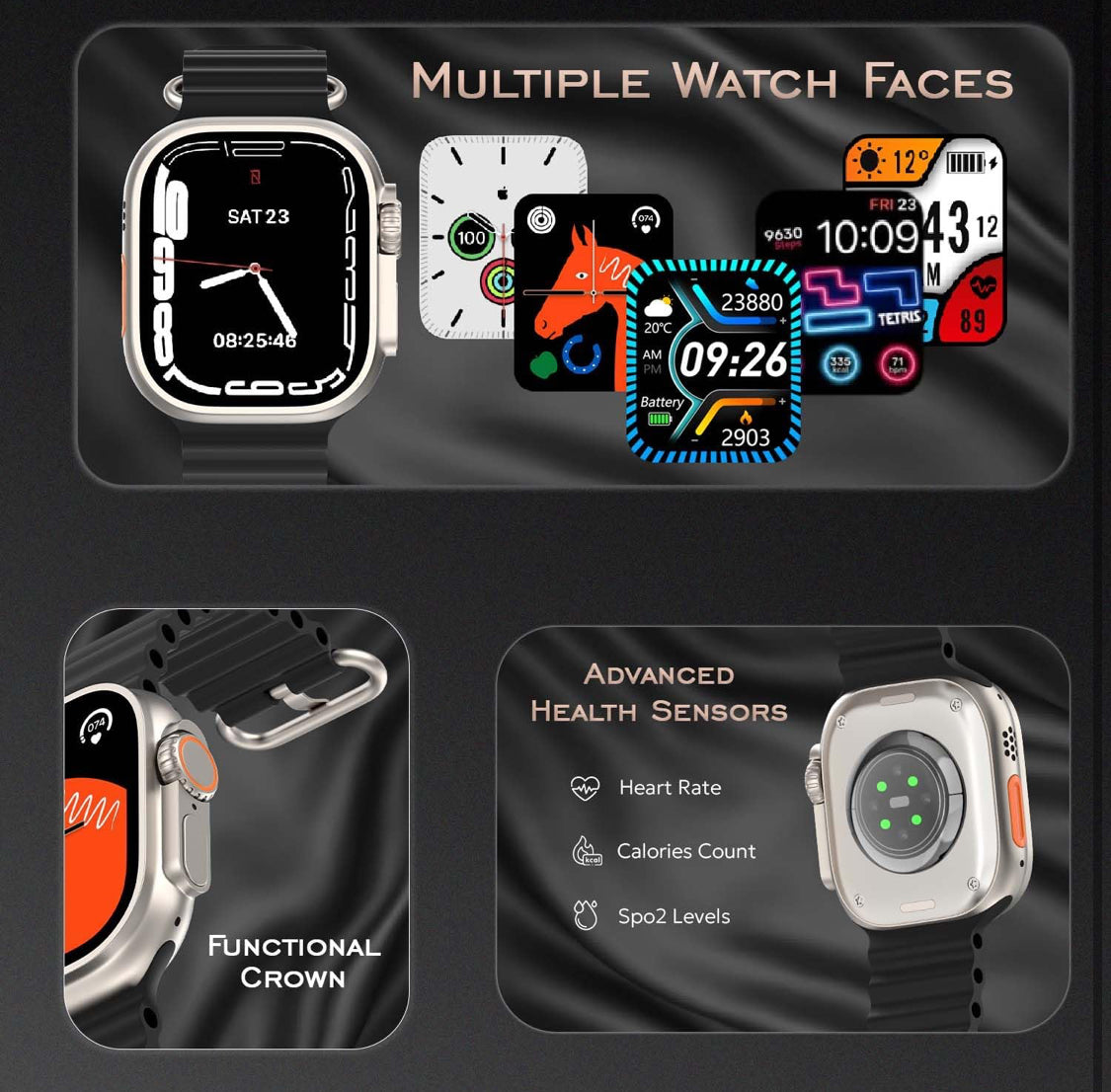 Ultra Smartwatch 9 β Bluetooth Calling, 2.2β HD Display, Fitness & Health Tracker