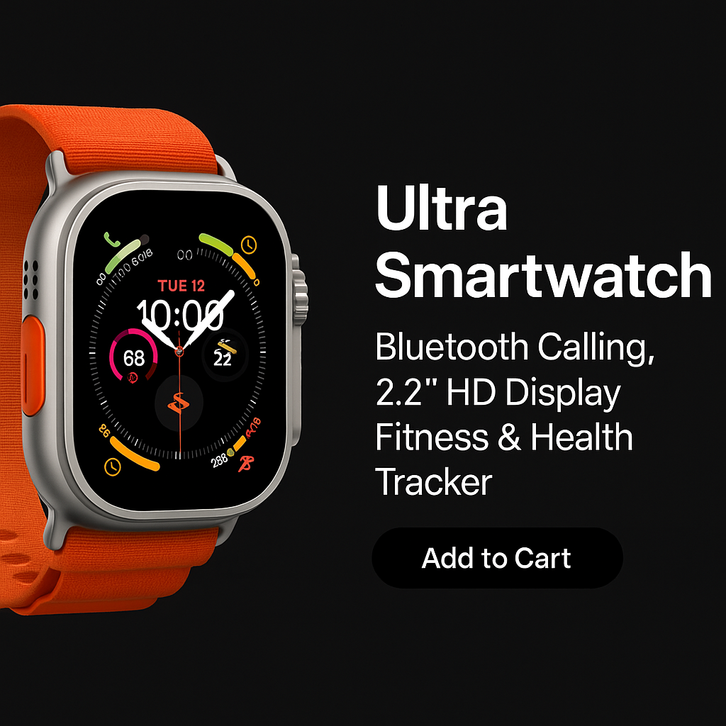 Ultra Smartwatch 9 – Bluetooth Calling, 2.2” HD Display, Fitness & Health Tracker